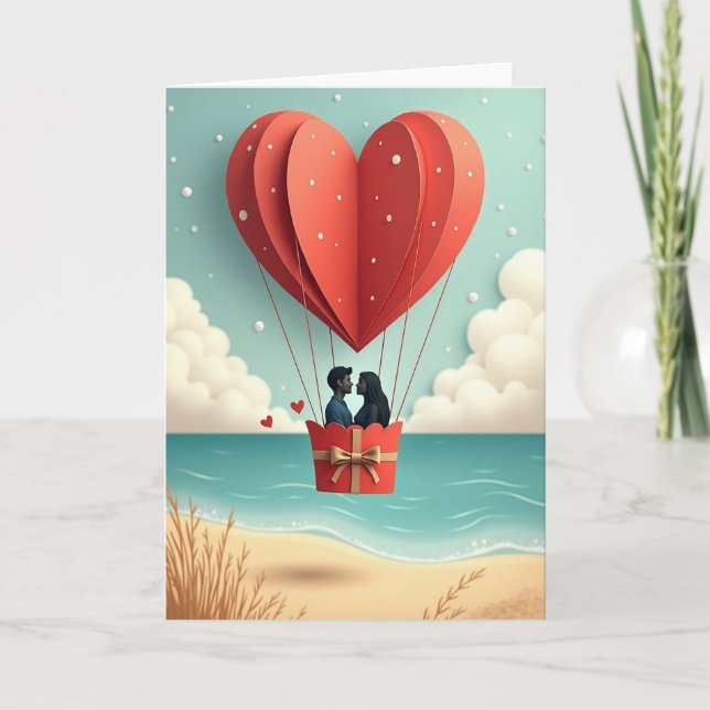 Cartão de Balão de Ar Quente Amor no Ar (Frente)