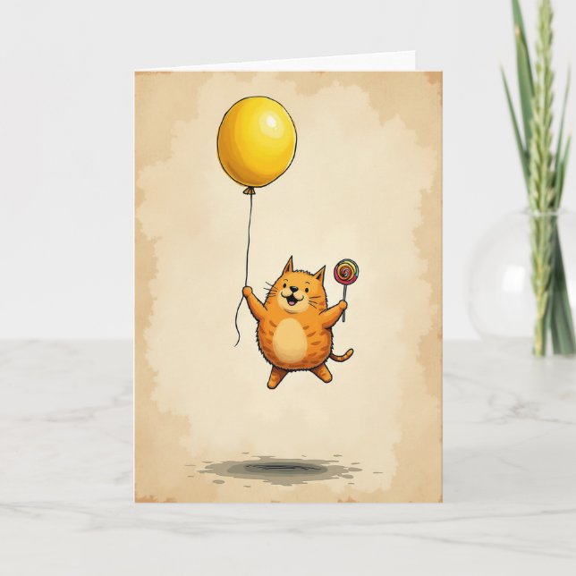 Cartão de Balão de Felino Alegre (Frente)