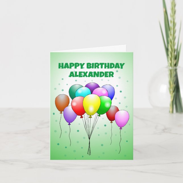 Cartão de Balões de Aniversário (Frente)