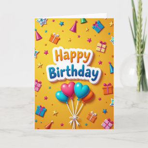 Cartão de Balões de Aniversário Alegre