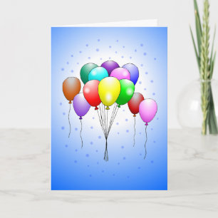 Cartão de balões de aniversário bonitos e colorido