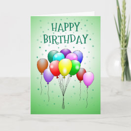 Cartão de balões de aniversário bonitos e colorido