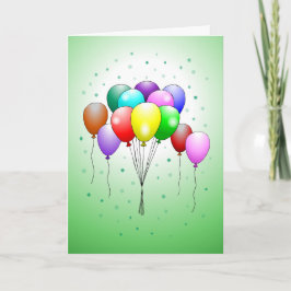 Cartão de balões de aniversário bonitos e colorido