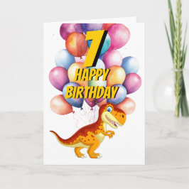 Cartão de Balões de Aniversário do Dinossaur T Rex