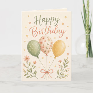 Cartão de Balões de Aniversário Feliz