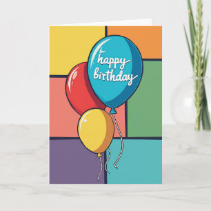 Cartão de Balões de Aniversário Pop Art