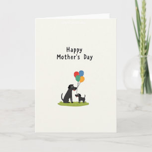 Cartão de Balões do Dia das Mães Cachorro Feliz