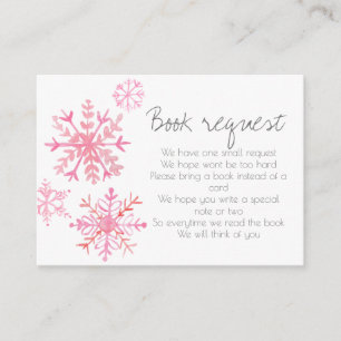 Cartão de banho de bebê com floco de neve rosa