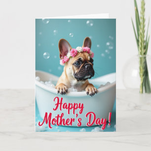Cartão de Banho de Cachorrinho com Coroa Floral