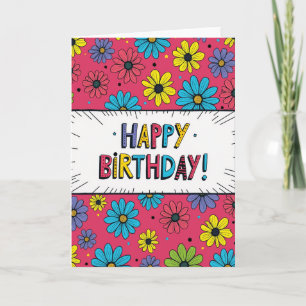 Cartão de Banner de Aniversário Floral