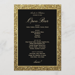 Cartão de Bar Aberto para Casamento Elegante