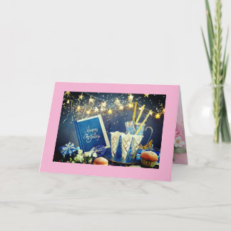 Cartão de Bat Mitzvah, cartão de felicitações dobr