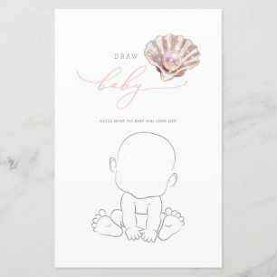 Cartão de Bebê de Desenhar de Pérolas Elegante