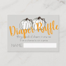 Cartão de bebê de fralda branca de abóbora branca