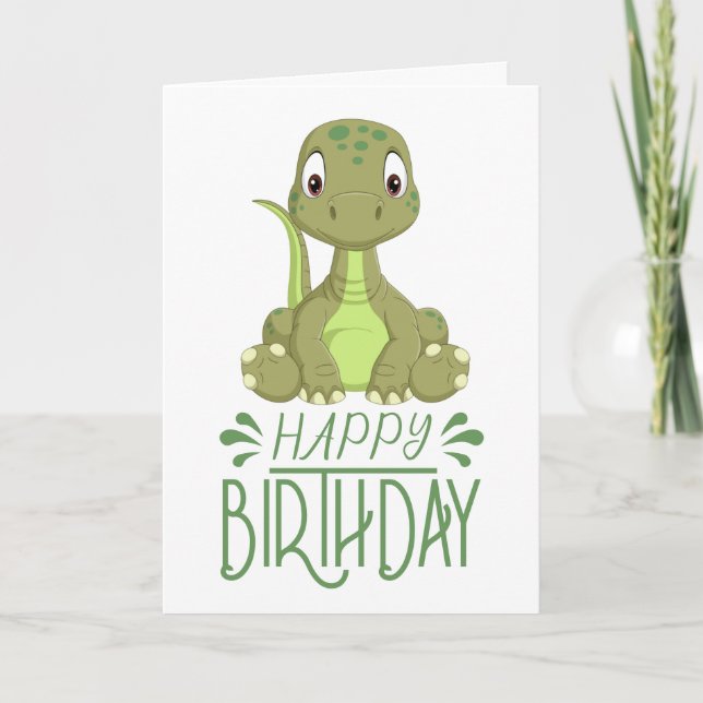Cartão de Bebê do Dinossauro de Aniversário (Frente)