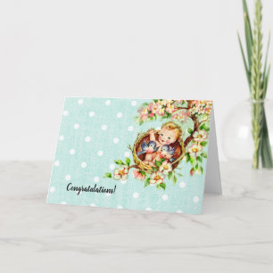 Cartão de bebê Parabéns azuis Vintage