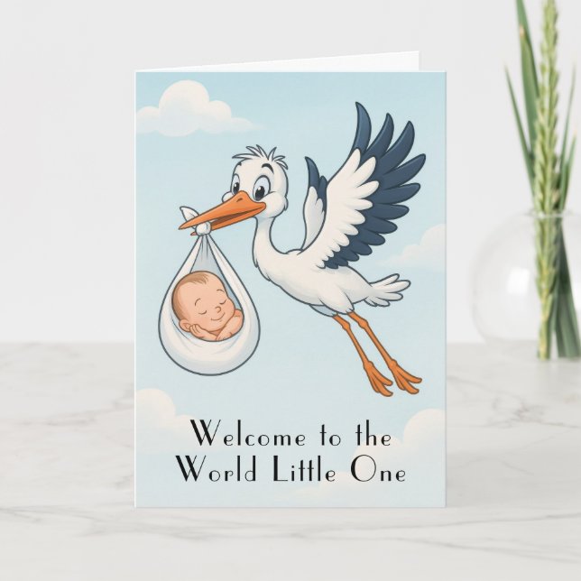 Cartão de Bebê Recém-Nascido Stork (Frente)