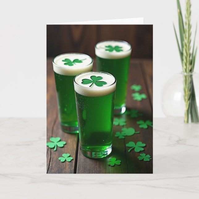 Cartão de Bebida Verde Shamrock (Frente)