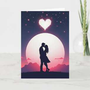 Cartão de Beijo de Amor Minimalista