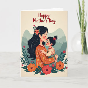 Cartão de Beijo do Dia das Mães Floral