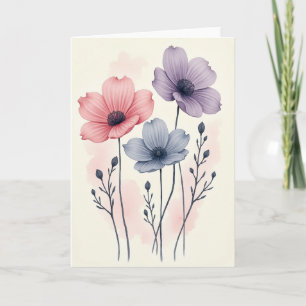 Cartão de Beleza Floral em Aquarela
