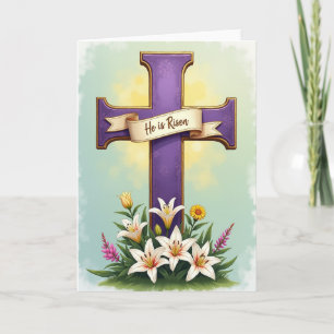 Cartão de Bênção Floral da Cruz Real