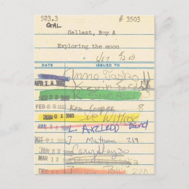 Cartão de biblioteca 3503 que explora a lua (Frente)