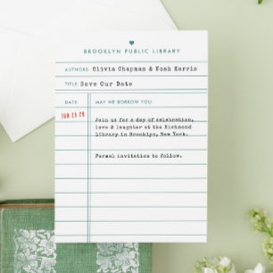 Cartão de Biblioteca Antiga para Casamento Save th