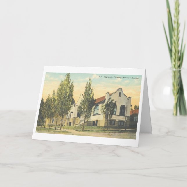 Cartão de biblioteca de Moscovo Idaho Carnegie (Frente)