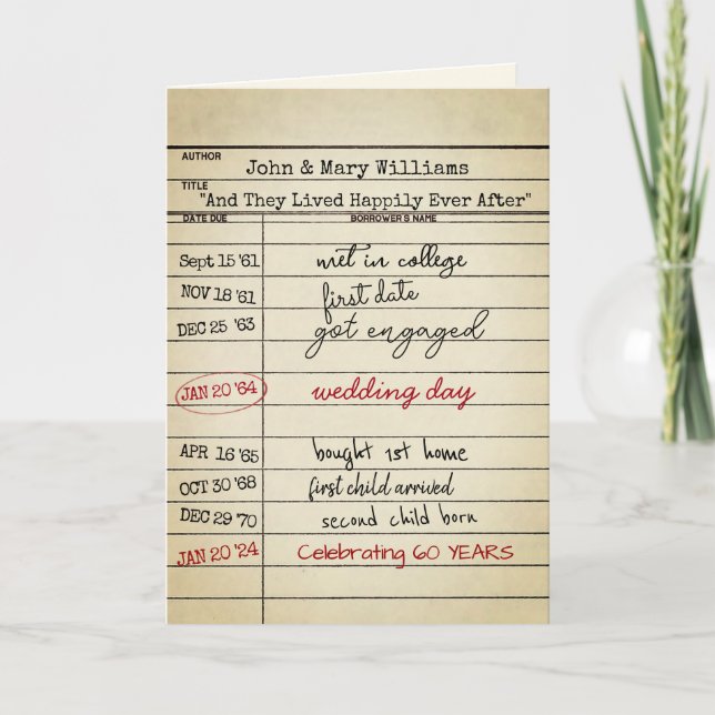 Cartão de Biblioteca Retroativo 60.º Aniversário (Frente)