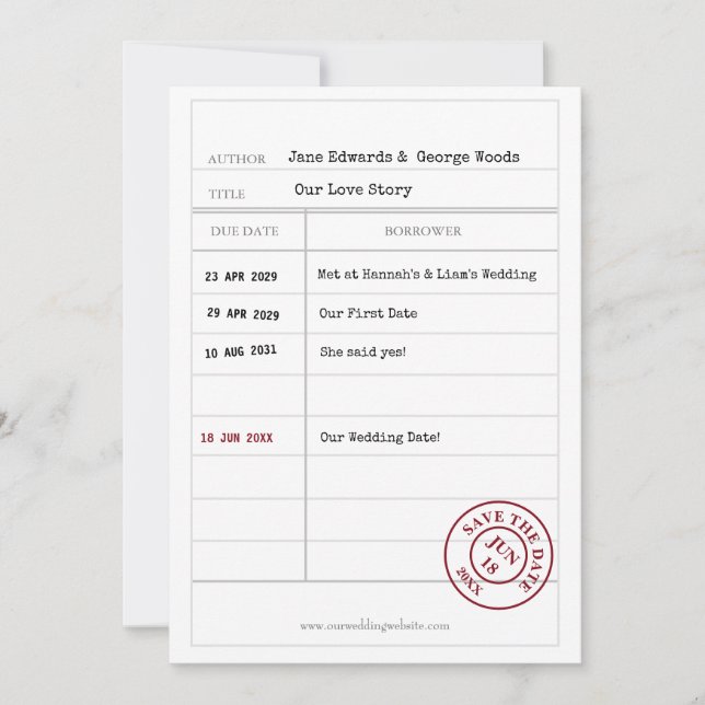 Cartão de Biblioteca Único Guardar O Cartão Data (Frente)