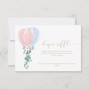 Cartão de Bilhete de Fralda Azul Cor-de-rosa