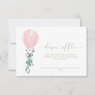 Cartão de Bilhete de Fralda do Balão Rosa