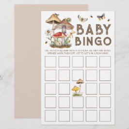 Cartão de Bingo Chá de fraldas de Woodland Mushroo