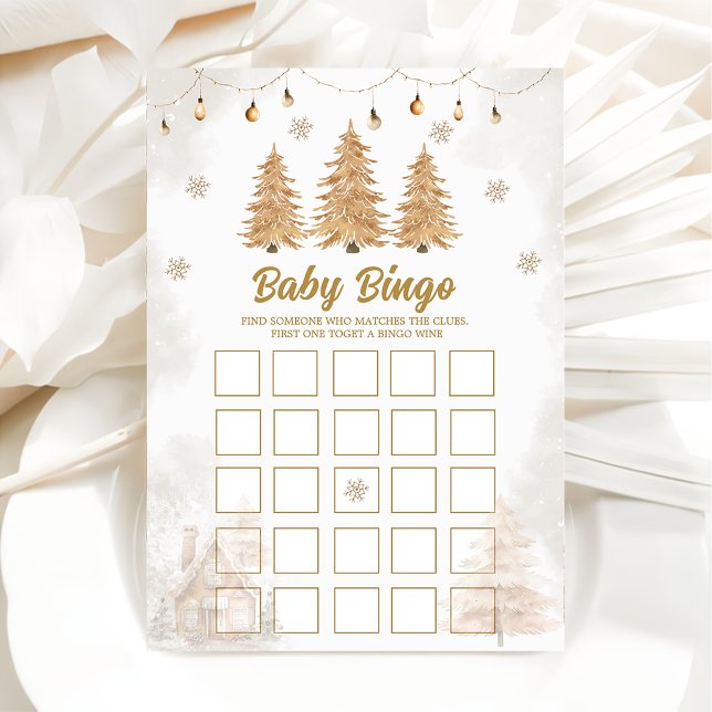 Cartão de Bingo de Bebê de Natal Árvore Dourada pa (Criador carregado)