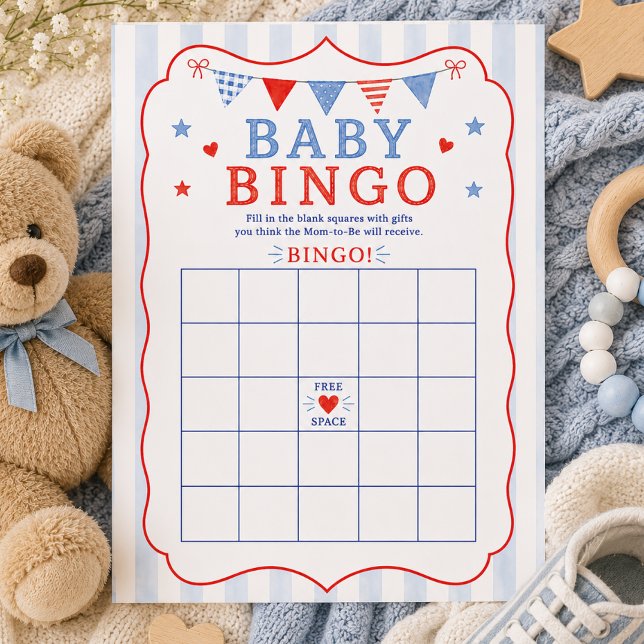 Cartão de Bingo de Bebê Vermelho Branco e Devido (Criador carregado)