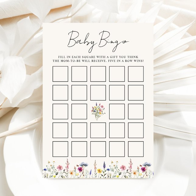 Cartão de Bingo de Chá de Bebê Elegante Flor Silve (Criador carregado)