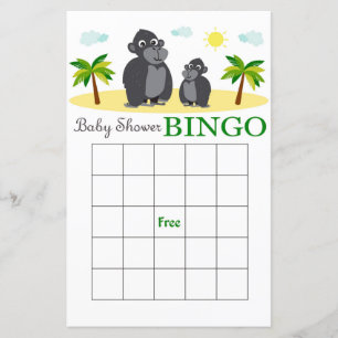 cartão de bingo de chá de bebê macaco