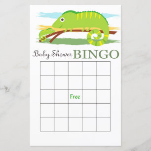Cartão de bingo de chá de fraldas Chameleon