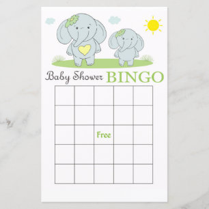 Cartão de bingo de chá de fraldas de elefante az