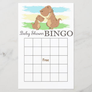 Cartão de bingo de chá de fraldas dinossauro, bing