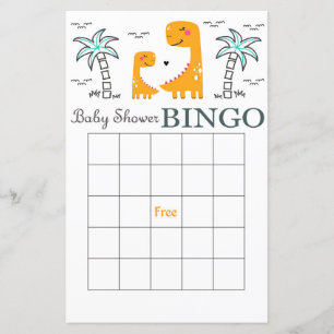 Cartão de bingo de chá de fraldas Dinossauro, Di