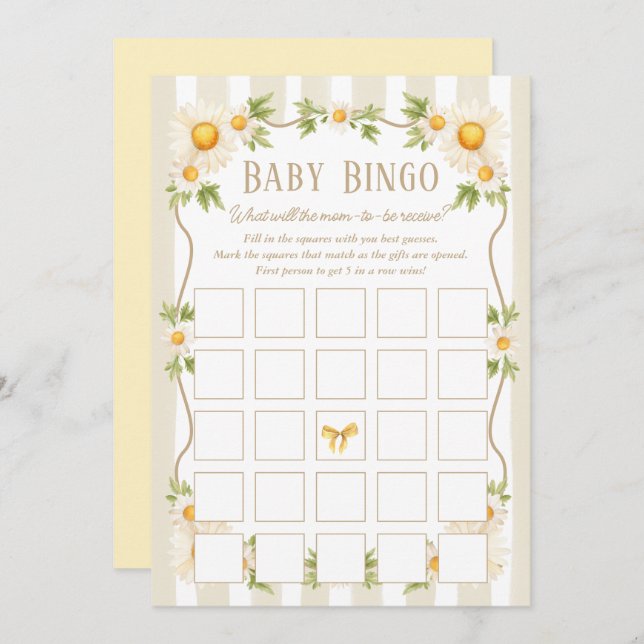 Cartão de Bingo de Chá de fraldas Neutro de Ganso  (Frente/Verso)