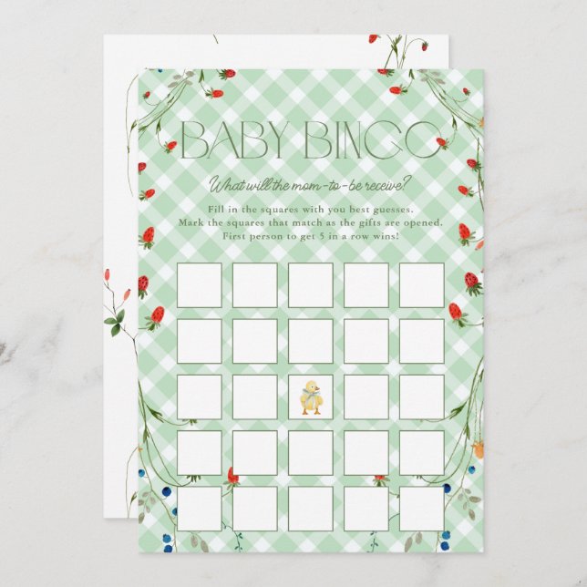 Cartão de Bingo de Chá de fraldas Neutro de Ganso  (Frente/Verso)