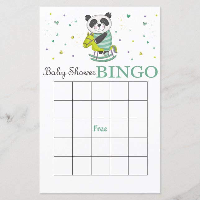 Cartão de bingo de chá de fraldas Panda (Frente)