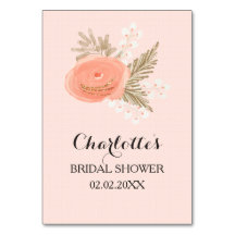 cartão de bingo de chá de panela floral com pincel