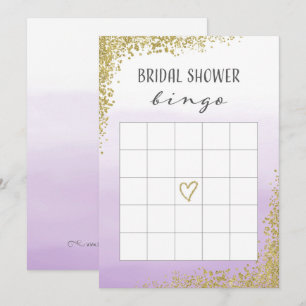 Cartão de Bingo de Chá de panela Roxo e Dourado