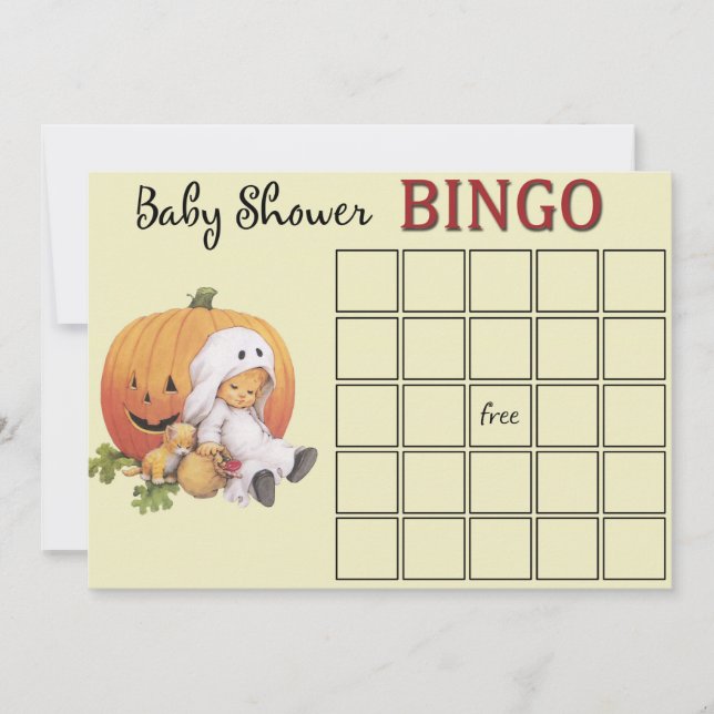 Cartão de Bingo de Churrasco de Bebê de Halloween (Frente)