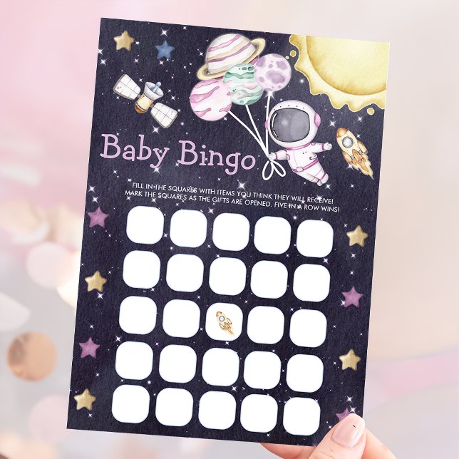 Cartão de Bingo de Chuv Babyshower no Espaço Sider (Criador carregado)