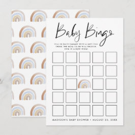 Cartão de Bingo de Chuvada de Bebê Arco-íris em Aq
